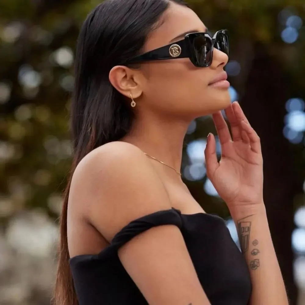 New! Burberry BE4344 3001/87 Black Square Sunglasses, Authentic - Picture 7 of 12